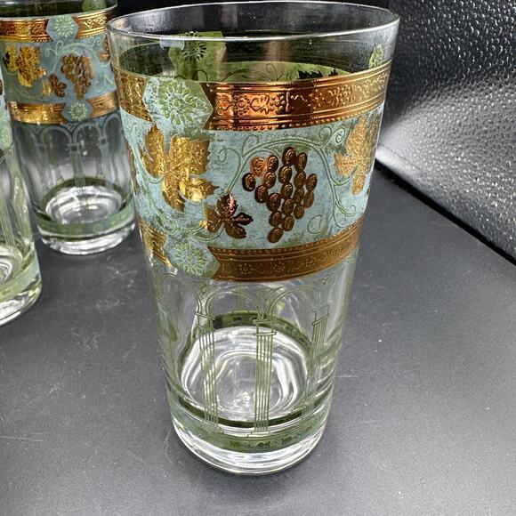 Vintage Cera Golden Grapes Highball Glasses Tumbler Tom Collins Set of 8 - Picture 4 of 8